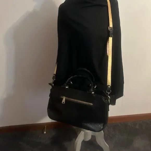 Patricia Nash Angelin Black Leather multi-color Floral embroidered satchel - Picture 2 of 2